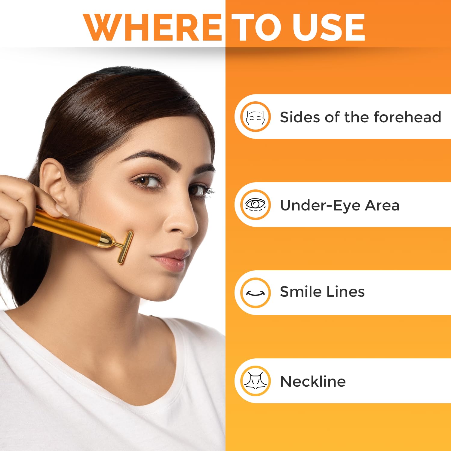 24K Gold Energy Beauty Bar Electric Facial Massage Roller